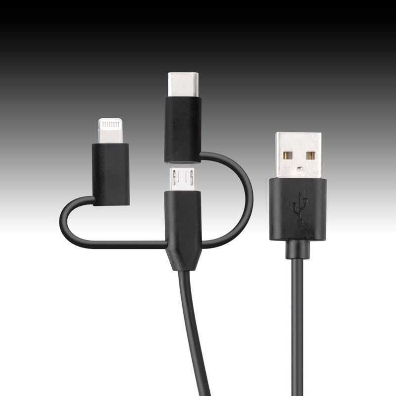 Monster Just Hook It Up Lightning to USB and Micro to USB Charge and Sync Cable Assortment 3 ft. Bla