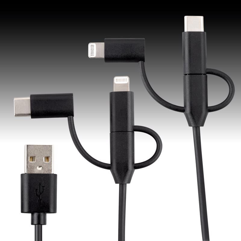 Monster Just Hook It Up Lightning to USB and Micro to USB Charge and Sync Cable Assortment 3 ft. Bla