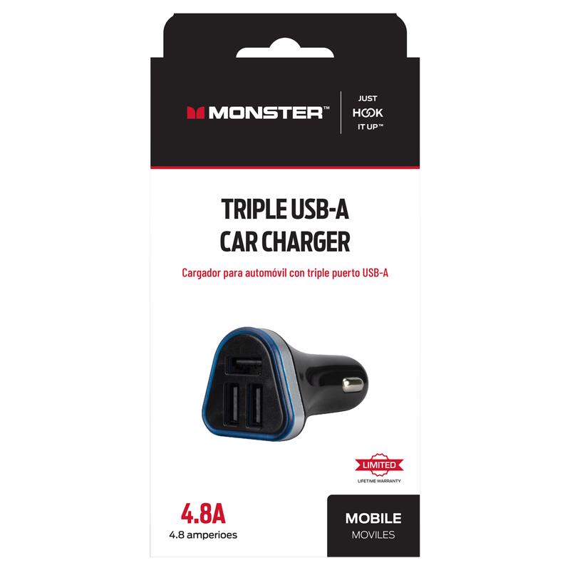 Monster Just Hook It Up 3 Port USB Car Charger