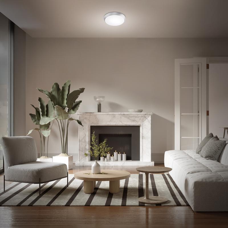 Feit 3 in. H X 11 in. W X 11 in. L Brushed Nickel White Ceiling Fixture