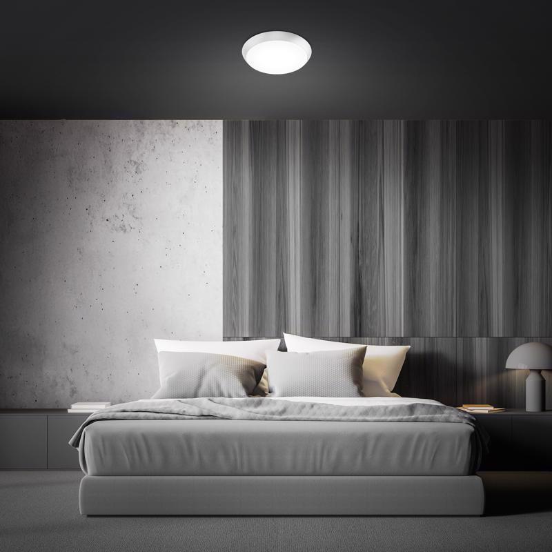 Feit 3 in. H X 9 in. W X 9 in. L Brushed Nickel White Ceiling Fixture