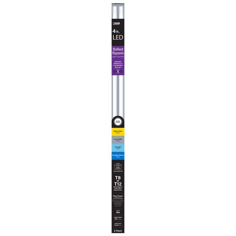 Feit Tubular White 48 in. G13 T8 LED Linear 32 Watt Equivalence 2 pk