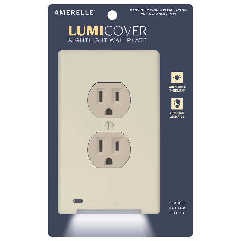 LumiCover Amerelle Almond 1 gang Plastic Decorator/Duplex Nightlight Wall Plate