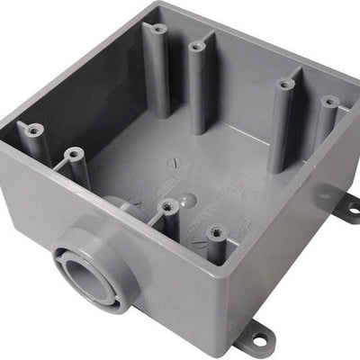 Cantex New Work 32 cu in Square PVC 2 gang Outlet Box Gray