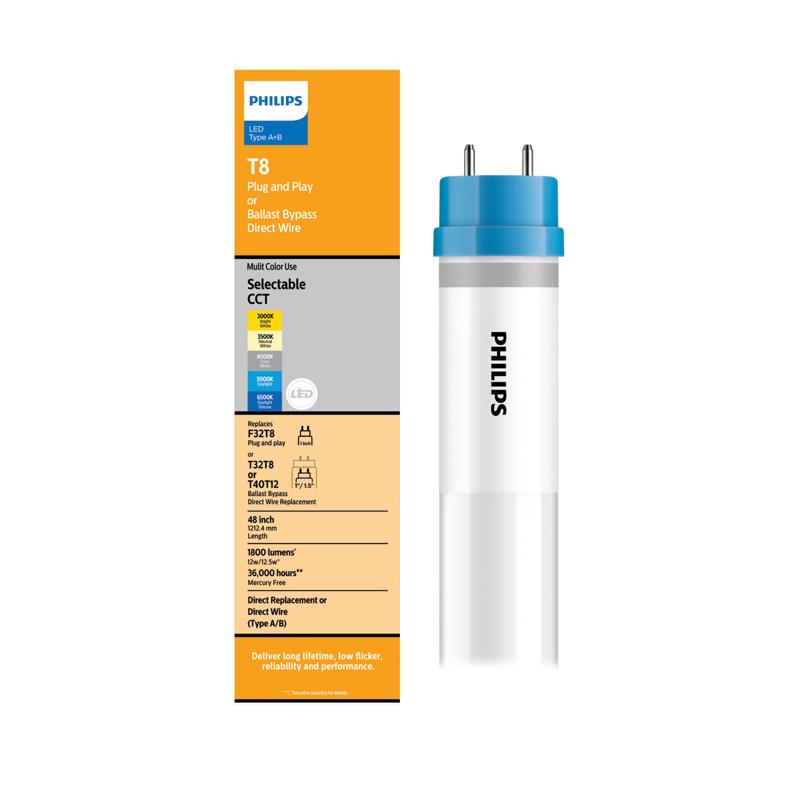 Philips LED Multi-CCT 48 in. G13 T8 Linear Light Bulb 32 Watt Equivalence 2 pk