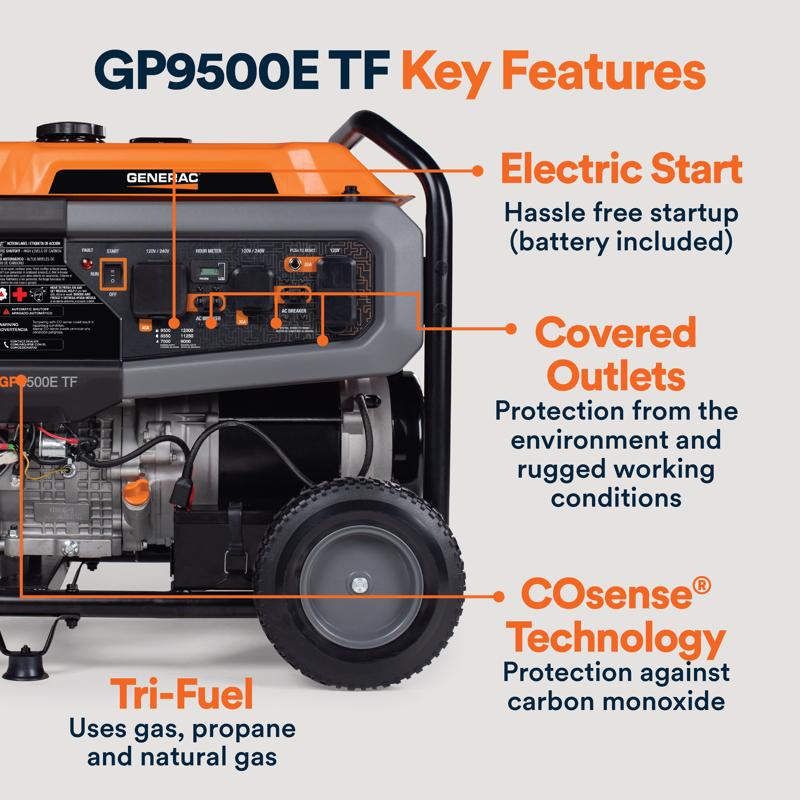 Generac 9500 W Gas/NG/LP Portable Generator