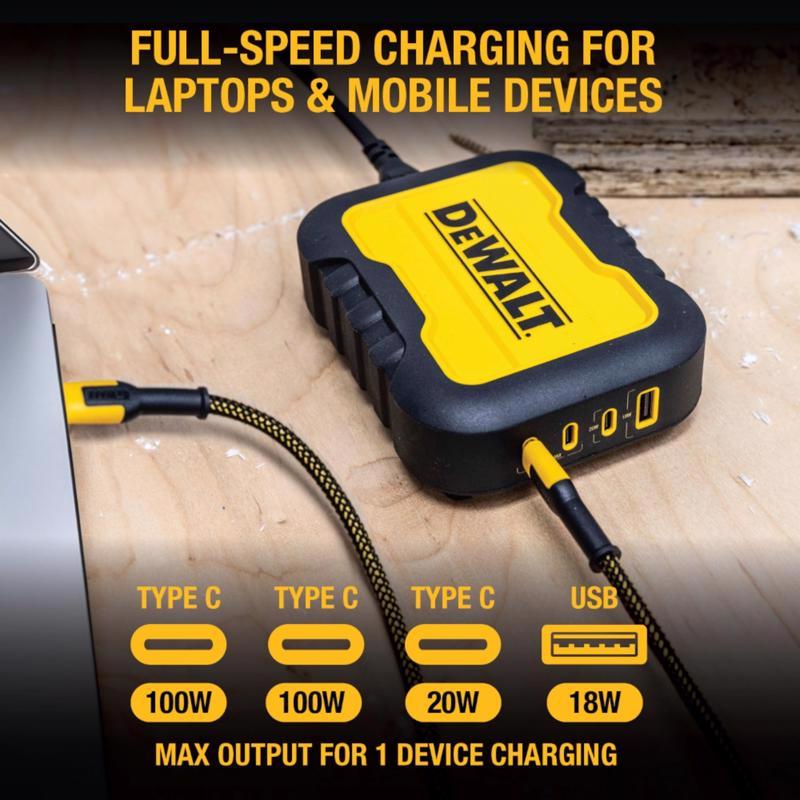 DeWalt Black/Yellow Charging Station USB to AC Home Adapter For All Smartphones