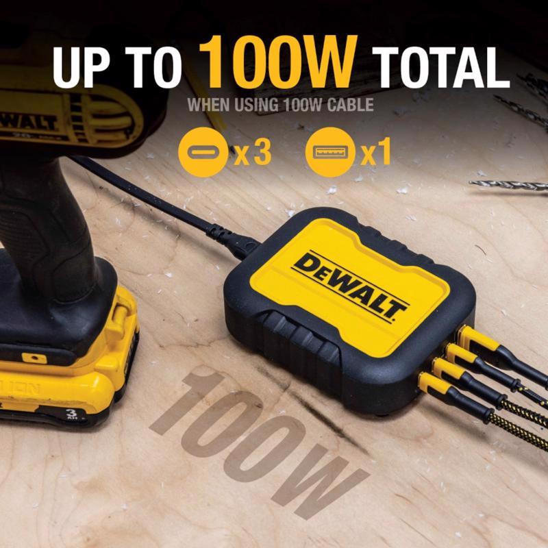 DeWalt Black/Yellow Charging Station USB to AC Home Adapter For All Smartphones