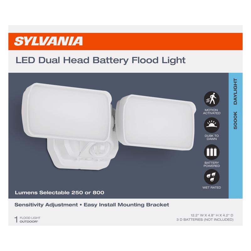 Sylvania Motion-Sensing Battery Powered LED White Security Floodlight