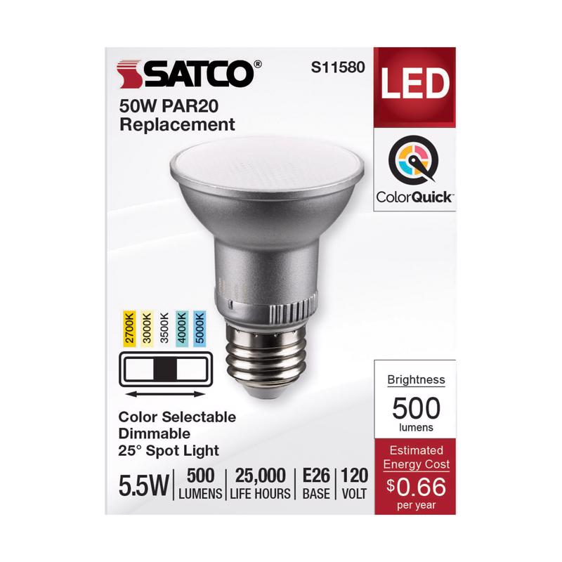 Satco PAR20 E26 (Medium) LED Bulb Tunable White/Color Changing 50 Watt Equivalence