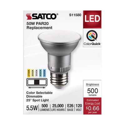 Satco PAR20 E26 (Medium) LED Bulb Tunable White/Color Changing 50 Watt Equivalence