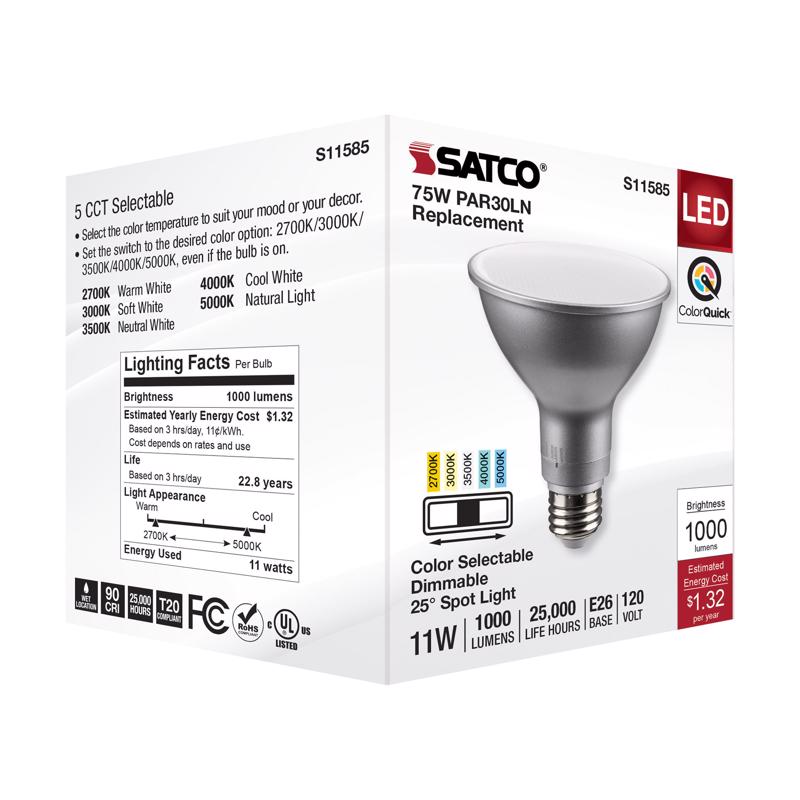 Satco PAR30LN E26 (Medium) LED Bulb Tunable White/Color Changing 75 Watt Equivalence