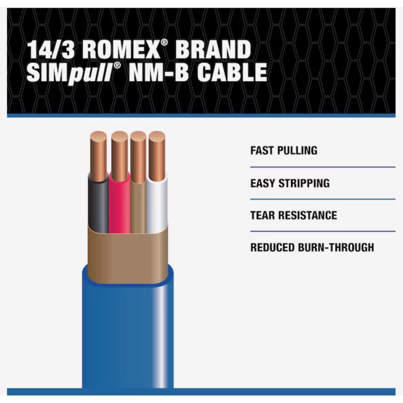 Southwire 250 ft. 14/3 Solid Romex Type NM-B WG Non-Metallic Wire