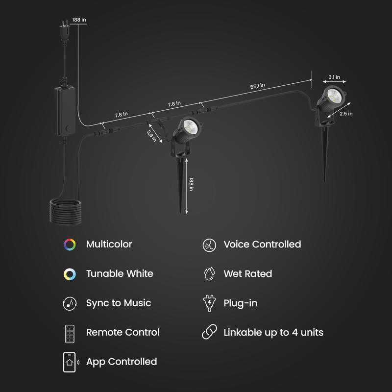 Feit Bluetooth-Enabled Motion Sensor Plug-In LED Black Smart-Enabled Spotlight