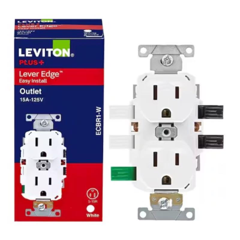 Leviton Lever Edge 15 amps 125 V White Outlet