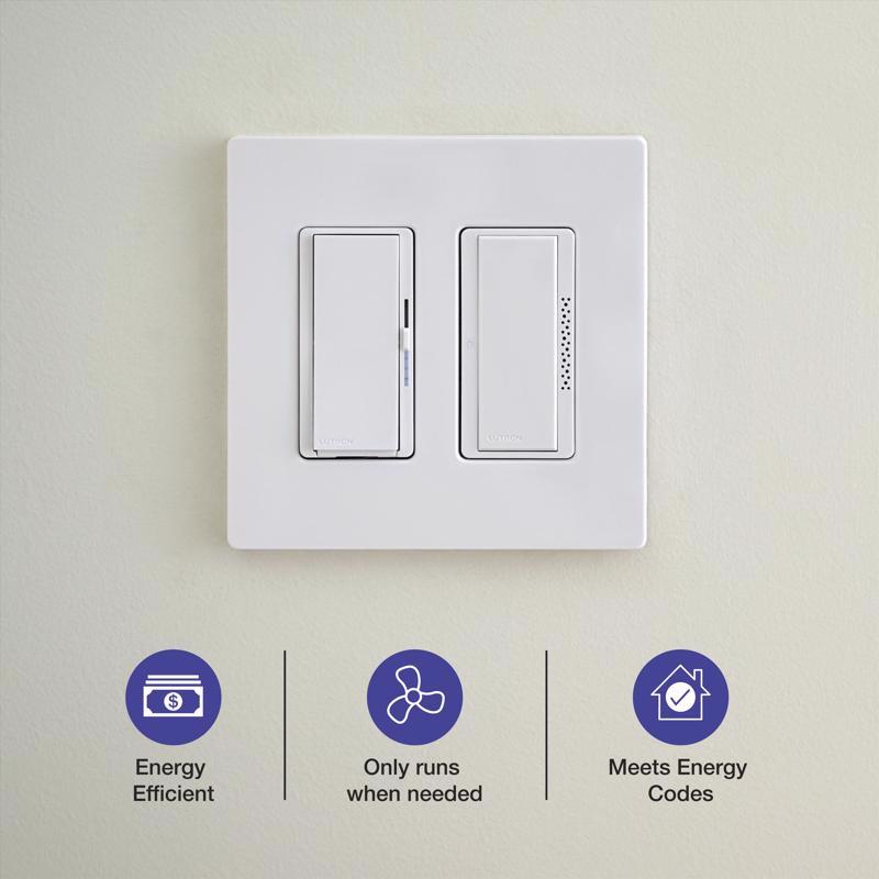 Lutron XactSense Humidity Sensor 3 amps Single Pole Bathroom Exhaust Smart-Enabled Switch White