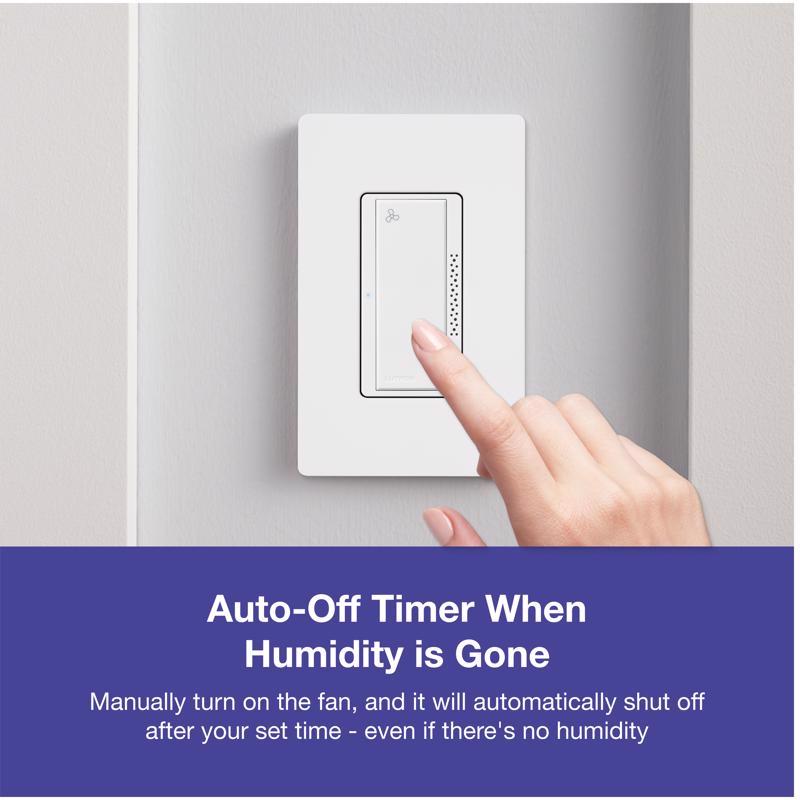 Lutron XactSense Humidity Sensor 3 amps Single Pole Bathroom Exhaust Smart-Enabled Switch White