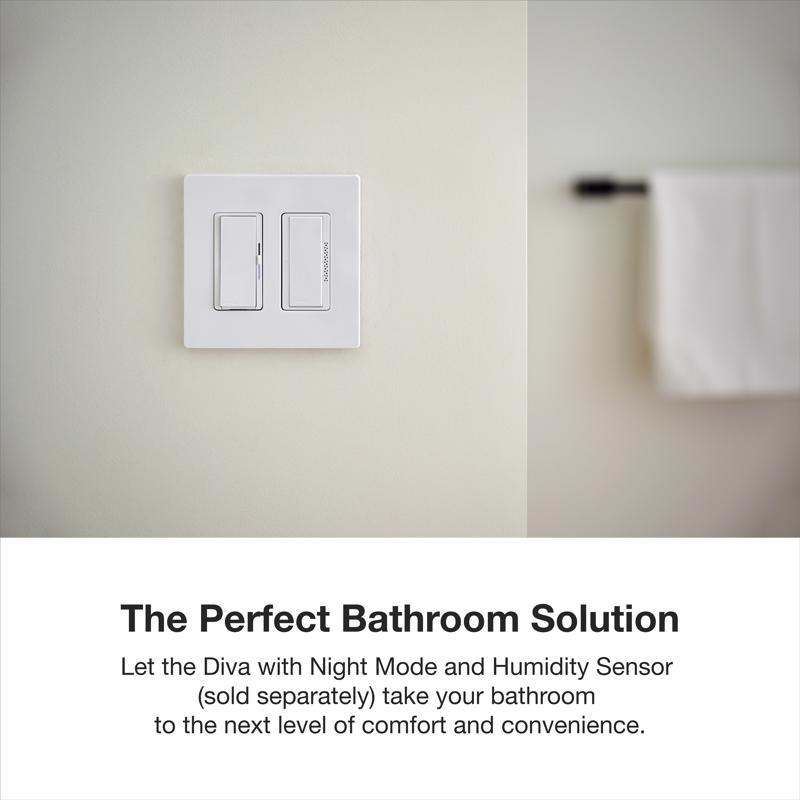 Lutron XactSense Humidity Sensor 3 amps Single Pole Bathroom Exhaust Smart-Enabled Switch White