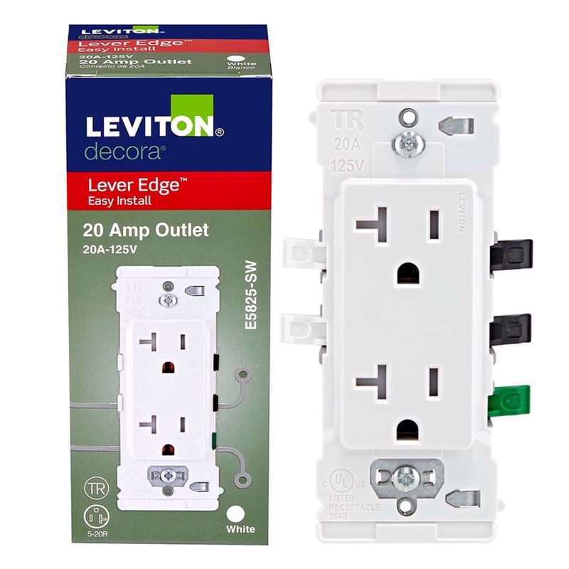 Leviton Lever Edge 20 amps 125 V White Tamper Resistant Outlet 5-20R