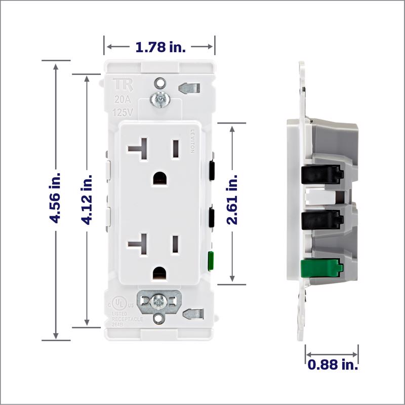 Leviton Lever Edge 20 amps 125 V White Tamper Resistant Outlet 5-20R