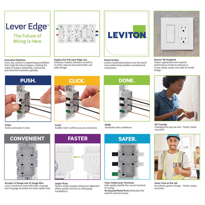 Leviton Lever Edge 20 amps 125 V White Tamper Resistant Outlet 5-20R