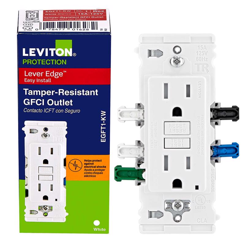 Leviton Lever Edge 125 V White GFCI Outlet