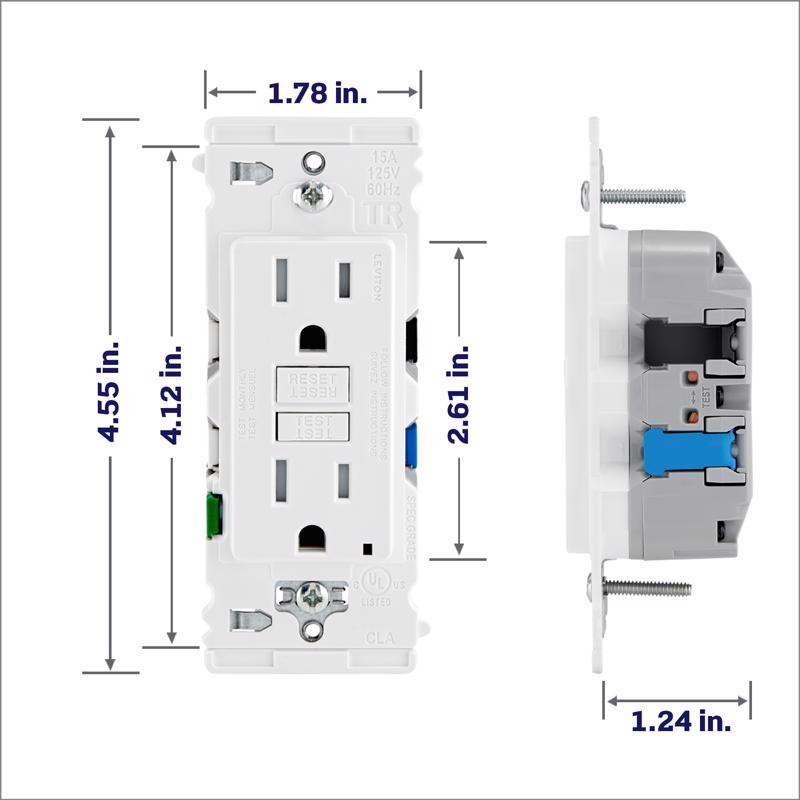 Leviton Lever Edge 125 V White GFCI Outlet
