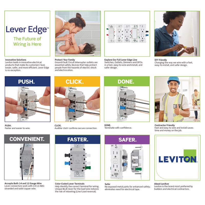 Leviton Lever Edge 125 V White GFCI Outlet
