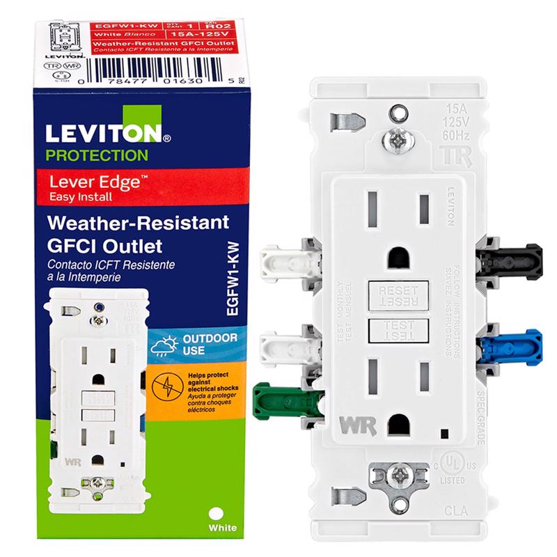 Leviton Lever Edge 15 amps 125 V White Weather Resistant GFCI Outlet