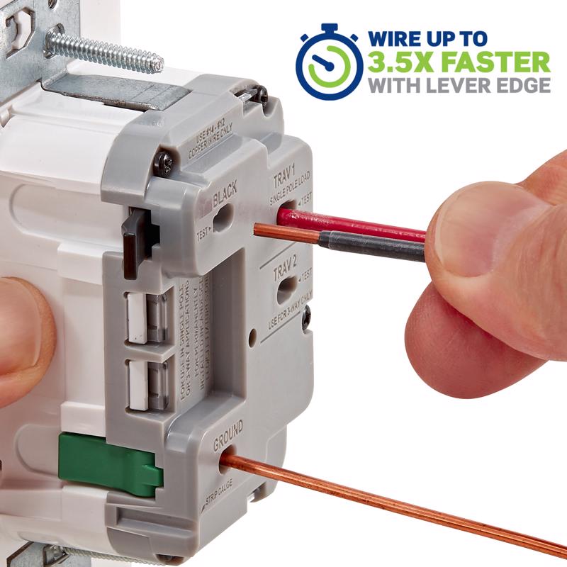 Leviton Lever Edge White Rocker Dimmer Switch