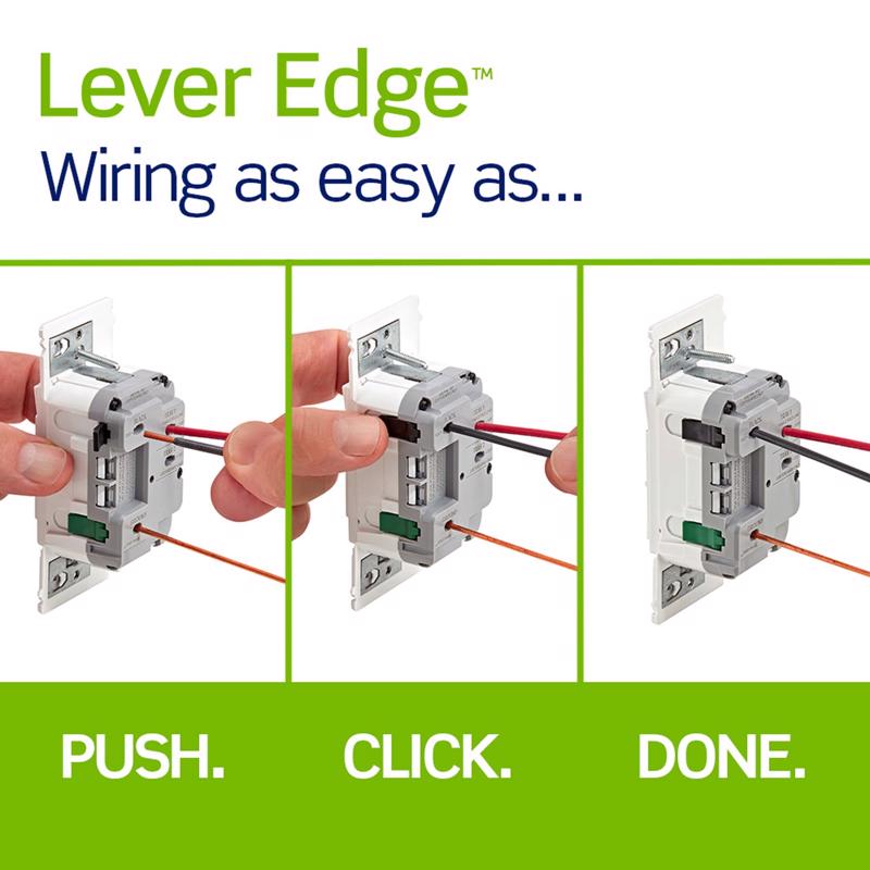 Leviton Lever Edge White Rocker Dimmer Switch