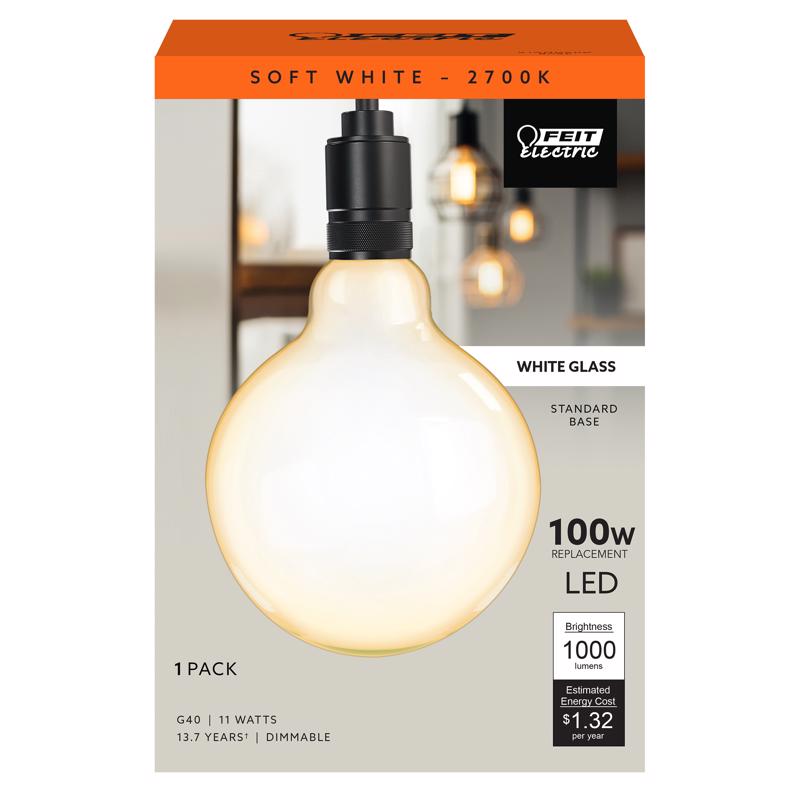 Feit G40 E26 (Medium) Filament LED Bulb Soft White 100 Watt Equivalence
