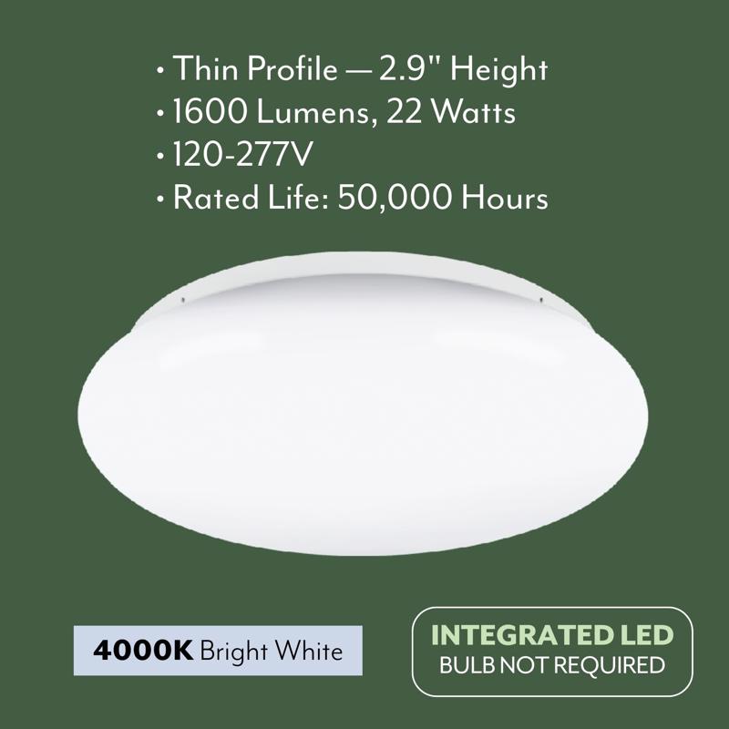 ETI 2.9 in. H X 16 in. W X 16 in. L Ceiling Light
