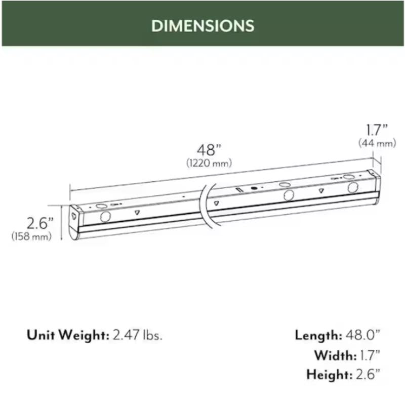ETI 48 in. L White Hardwired LED Strip Light 2000 lm