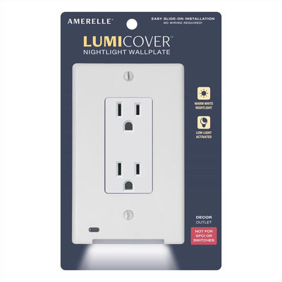 Lumicover White 1 gang Plastic Decorator Nightlight Wall Plate