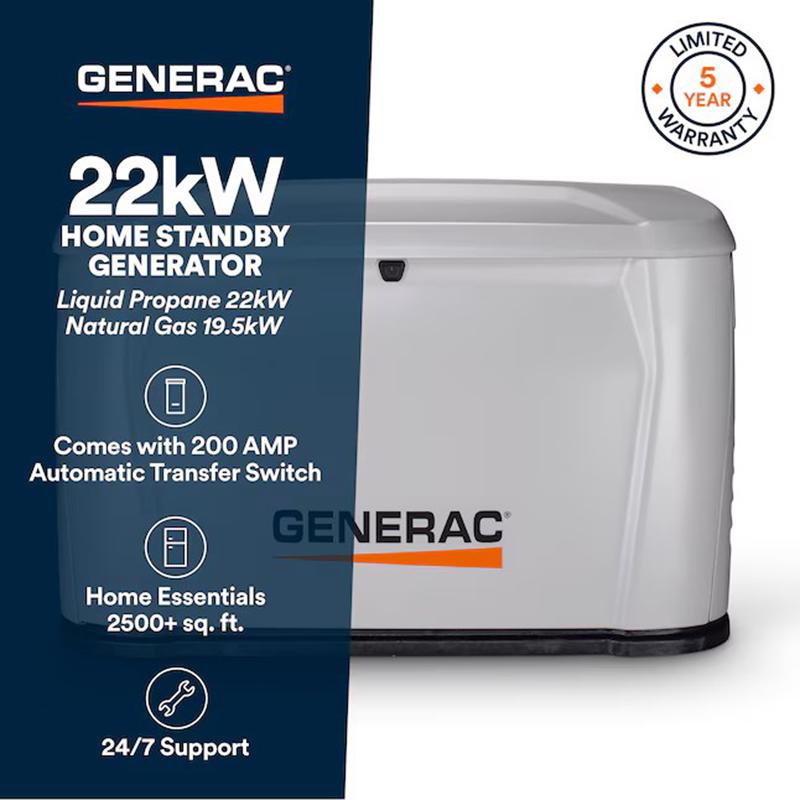 Generac 22000 kW Home Standby Generator Includes 200 amp ats