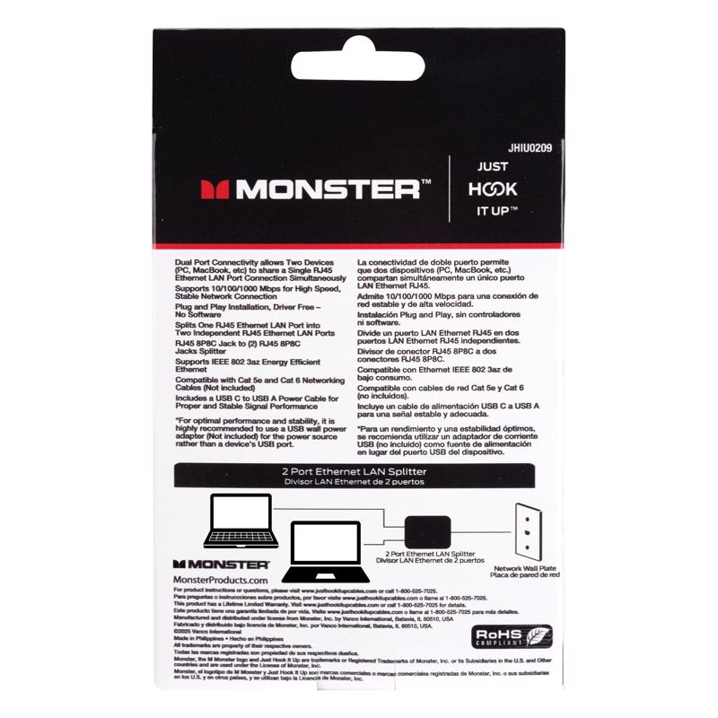 Monster Just Hook It Up Ethernet LAN Splitter