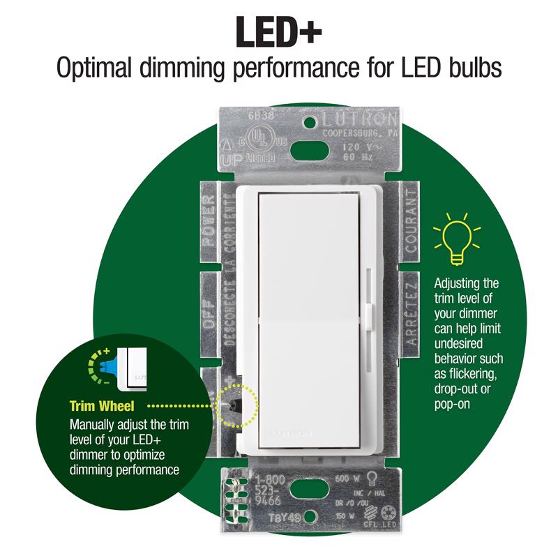 Lutron Diva Gray 150 W 3-Way Dimmer Switch