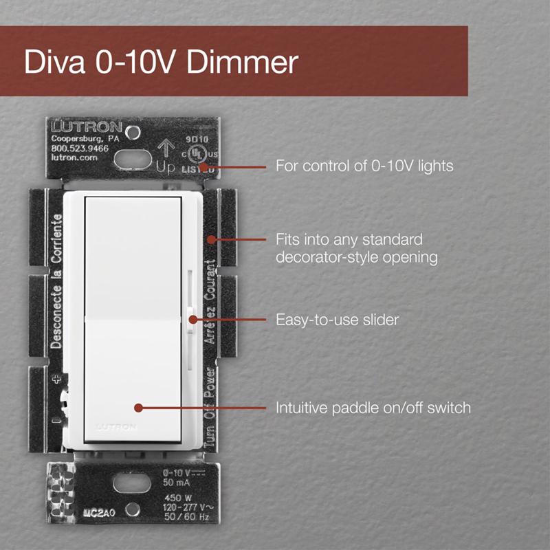 Lutron Diva White 450 W 3-Way Smart-Enabled Dimmer Switch