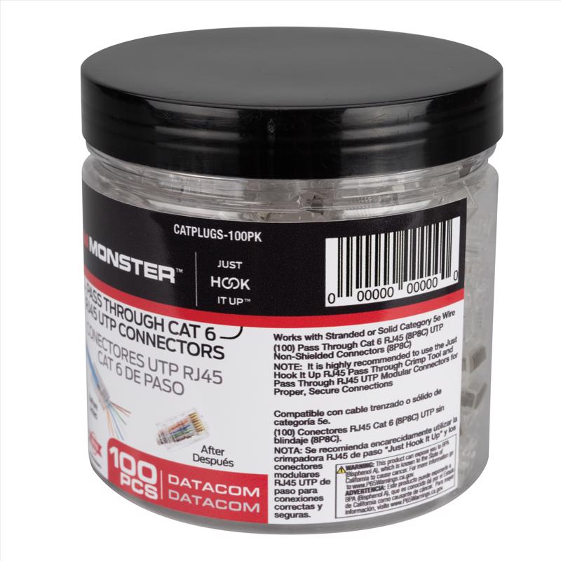 Monster Just Hook It Up Data Pass Through RJ45 UTP Connectors 100 pk
