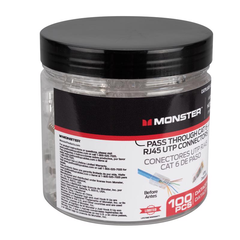 Monster Just Hook It Up Data Pass Through RJ45 UTP Connectors 100 pk