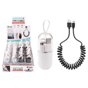 Diamond Visions Assorted Coiled Cord USB-A to USB-C Cable For All Mobile Devices 6 ft. L