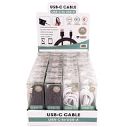 Diamond Visions Assorted Braided Cord USB-A to USB-C Cable For All Smartphones 6 ft. L
