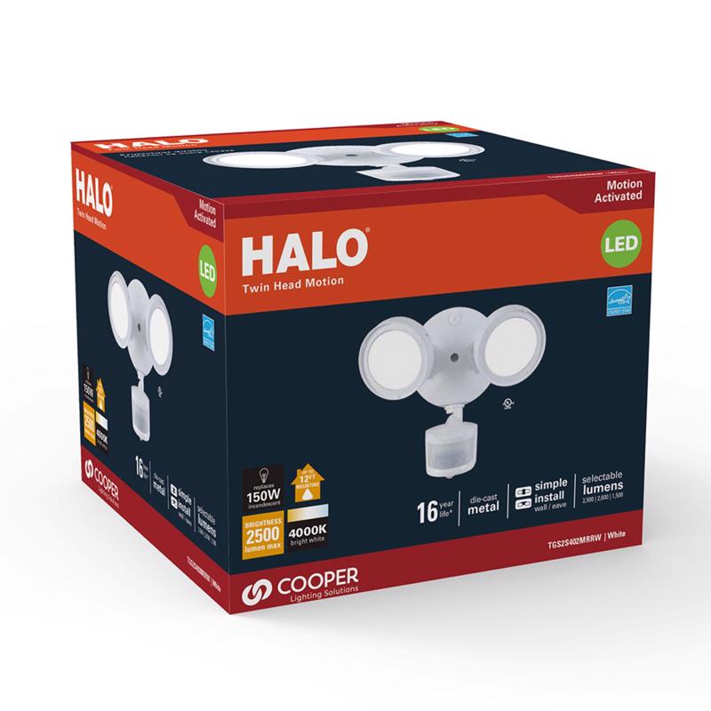 Halo Motion-Sensing Hardwired LED White Floodlight