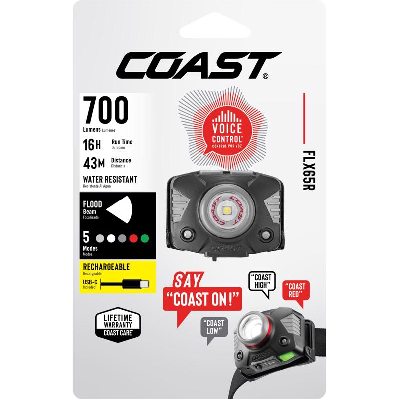 Coast 700 lm Black/Gray LED Rechargeable Head Lamp