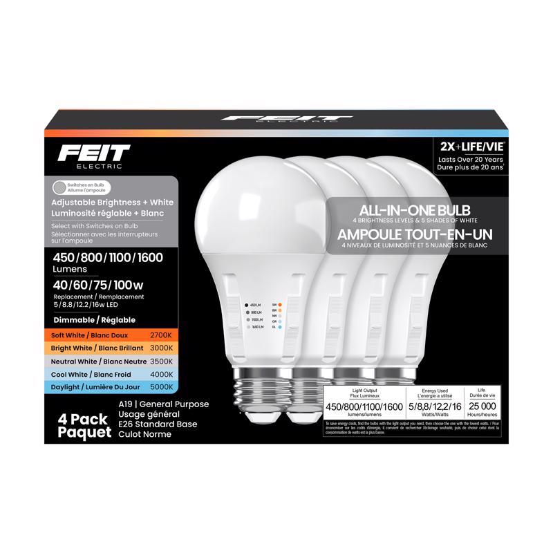 Feit Electric A19 E26 (Medium) LED Bulb Adjustable White 100 Watt Equivalence