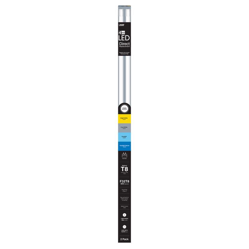 Feit Electric Linear Adjustable White 48 in. Bi-Pin T8 LED Tube 32 Watt Equivalence 2 pk
