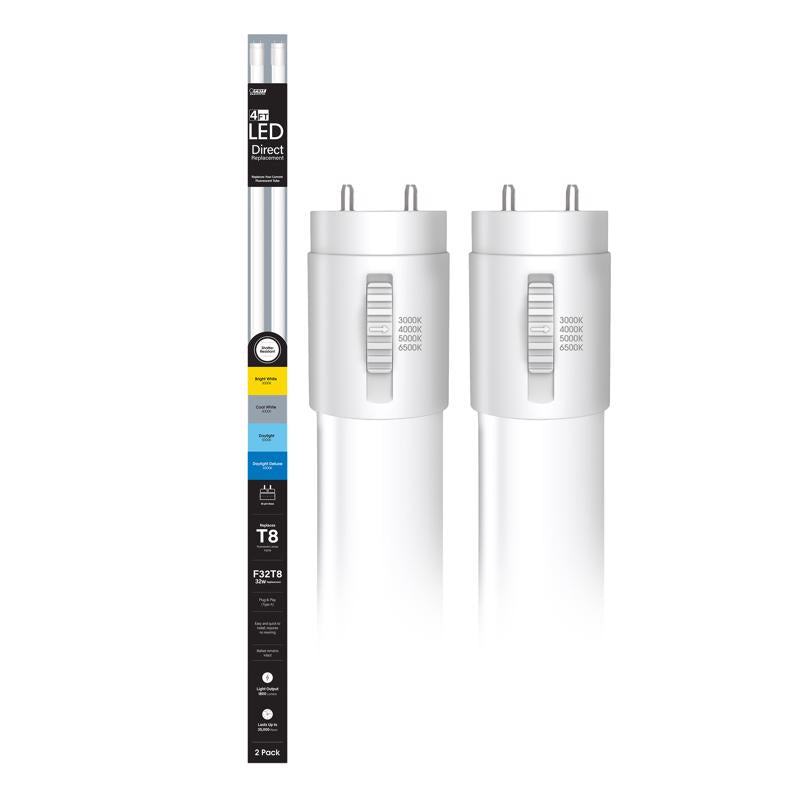 Feit Electric Linear Adjustable White 48 in. Bi-Pin T8 LED Tube 32 Watt Equivalence 2 pk