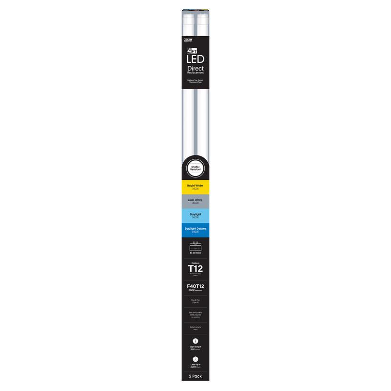 Feit Electric Linear Adjustable White 48 in. Bi-Pin T12 LED Tube 40 Watt Equivalence 2 pk