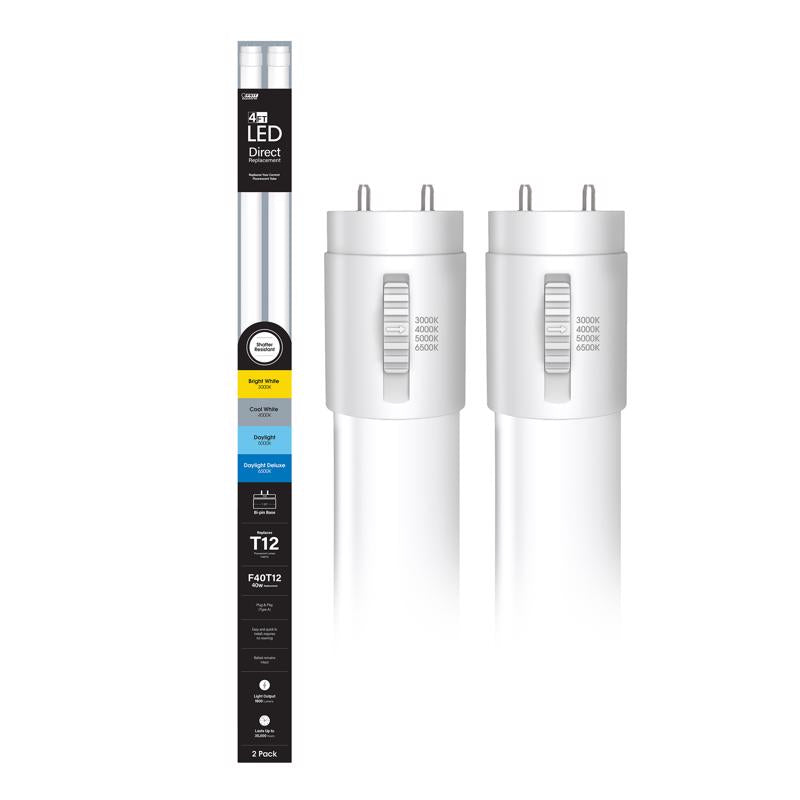 Feit Electric Linear Adjustable White 48 in. Bi-Pin T12 LED Tube 40 Watt Equivalence 2 pk